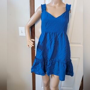 Blu Pepper Ruffle Dress Size Medium In Blue